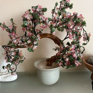 Elegant Pink and Green Faux Floral Bonsai